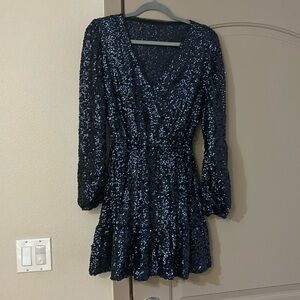 Aqua Long Sleeve Sequin Dress size 4